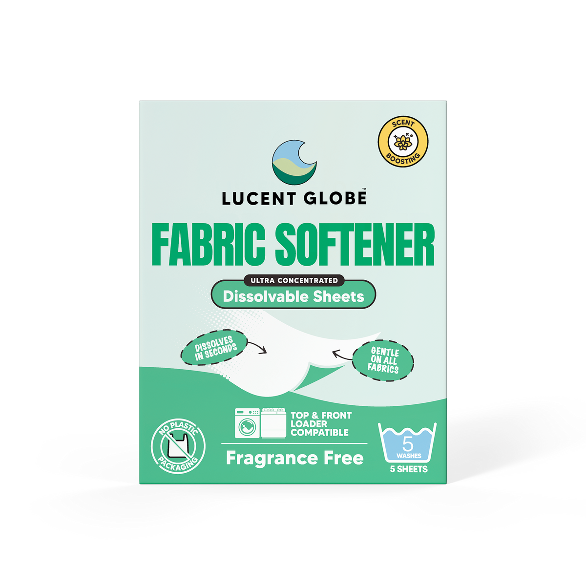 Laundry Detergent Sheets - 5 Sheet Envelopes (Fragrance Free) - Bulk 10 Pack