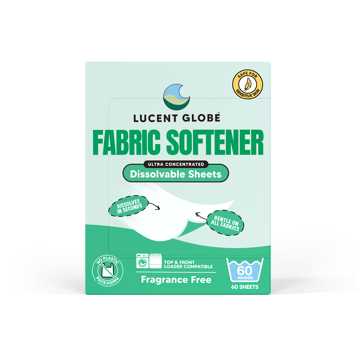 Fabric Softener Sheets - 60 Sheet Boxes (Fragrance Free) - Bulk 5 Pack