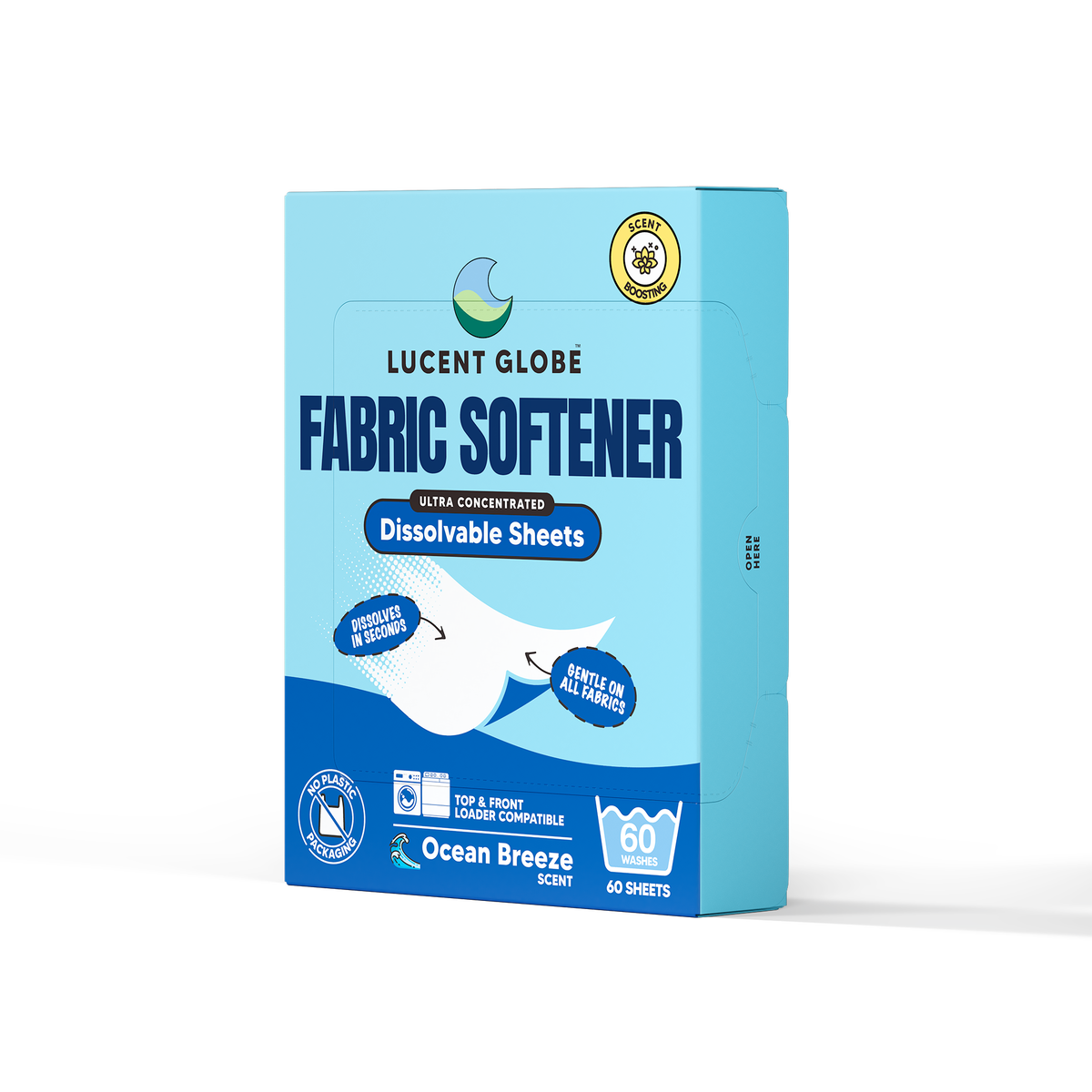 Fabric Softener Sheets - 60 Sheet Boxes (Ocean Breeze) - Bulk 5 Pack