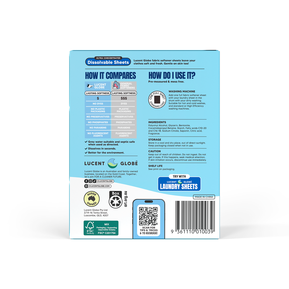 Fabric Softener Sheets - 60 Sheet Boxes (Ocean Breeze) - Bulk 5 Pack