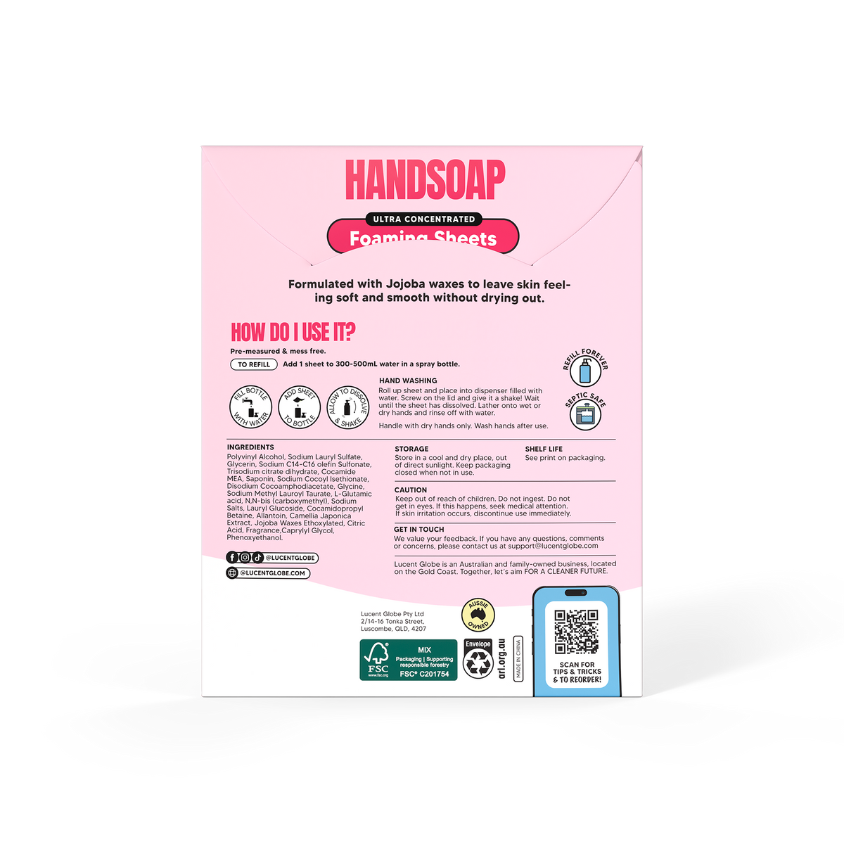 Handsoap Sheets - 3 Sheet Envelopes - Bulk 10 Pack