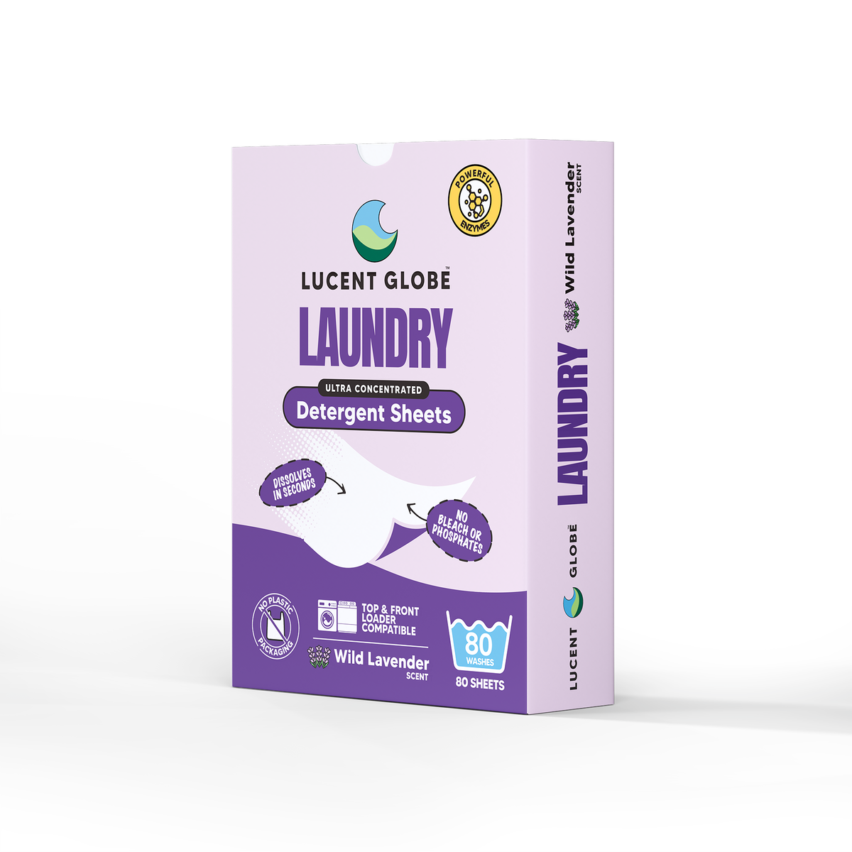 Laundry Detergent Sheets - 80 Sheet Boxes (Wild Lavender) - Bulk 5 Pack