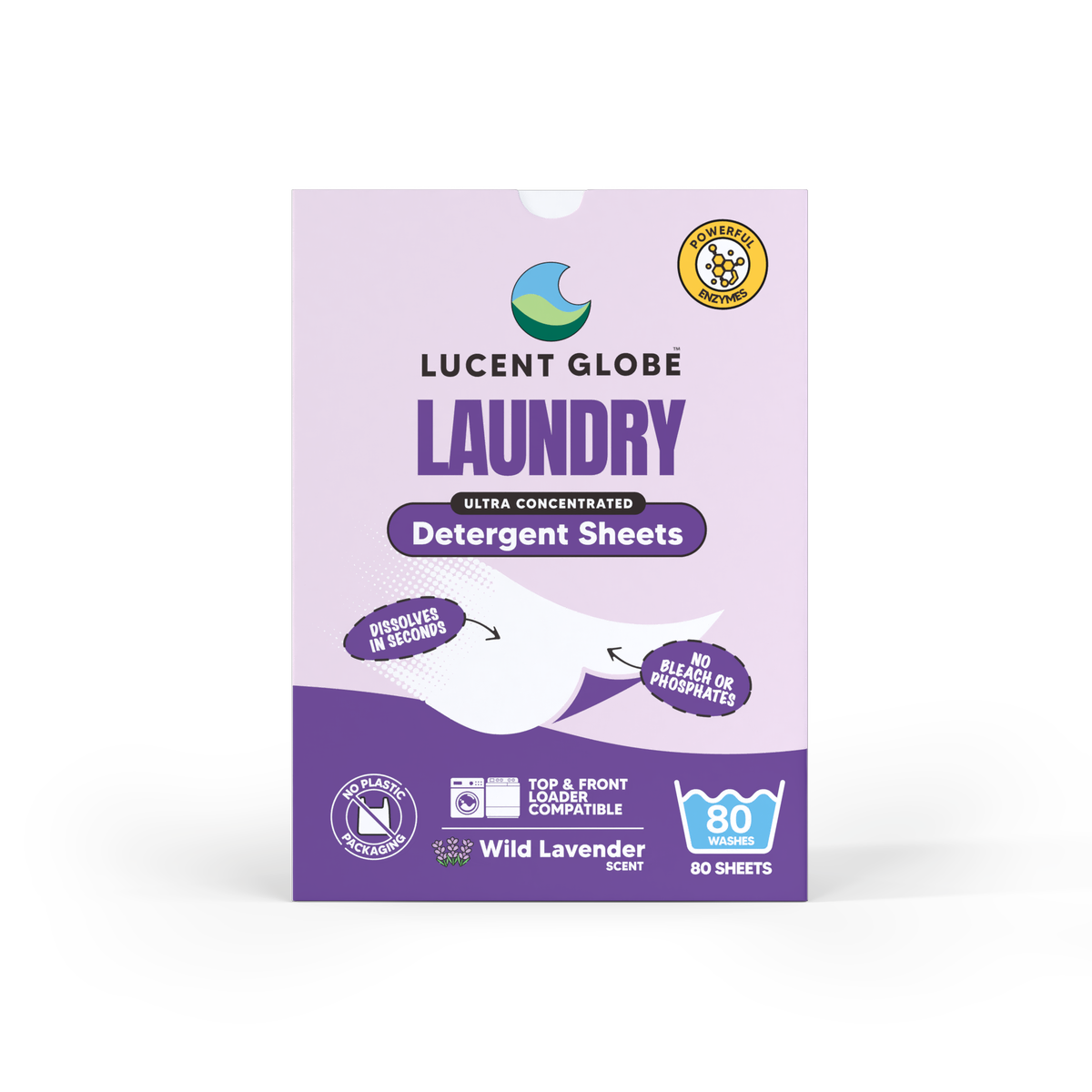 Laundry Detergent Sheets - 80 Sheet Boxes (Wild Lavender) - Bulk 5 Pack