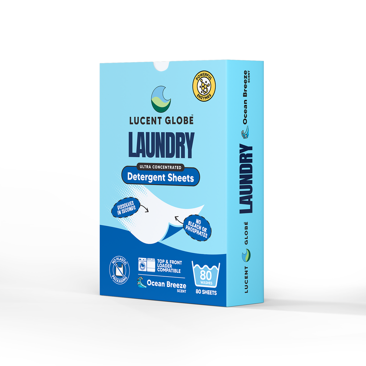 Laundry Detergent Sheets - 80 Sheet Boxes (Ocean Breeze) - Bulk 5 Pack