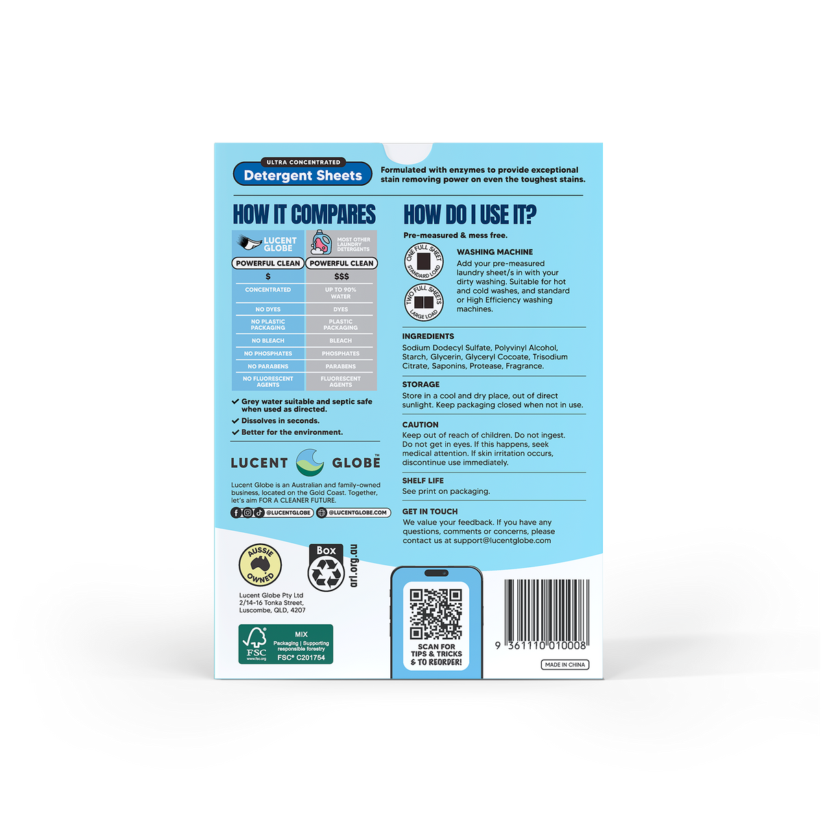 Laundry Detergent Sheets - 80 Sheet Boxes (Ocean Breeze) - Bulk 5 Pack