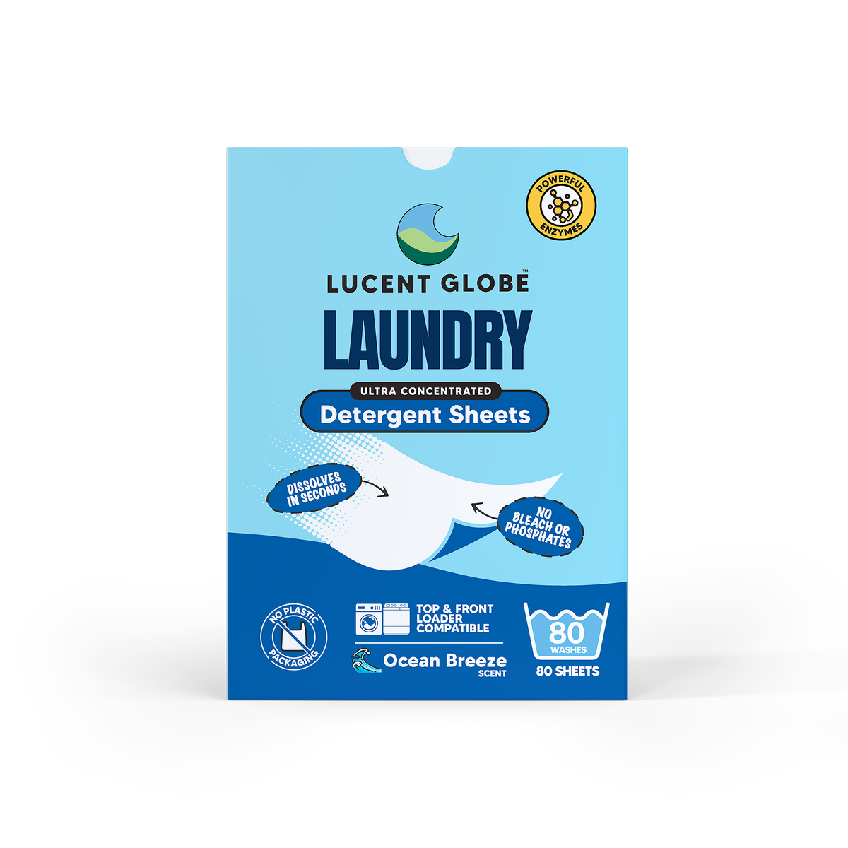 Laundry Detergent Sheets - 80 Sheet Boxes (Ocean Breeze) - Bulk 5 Pack