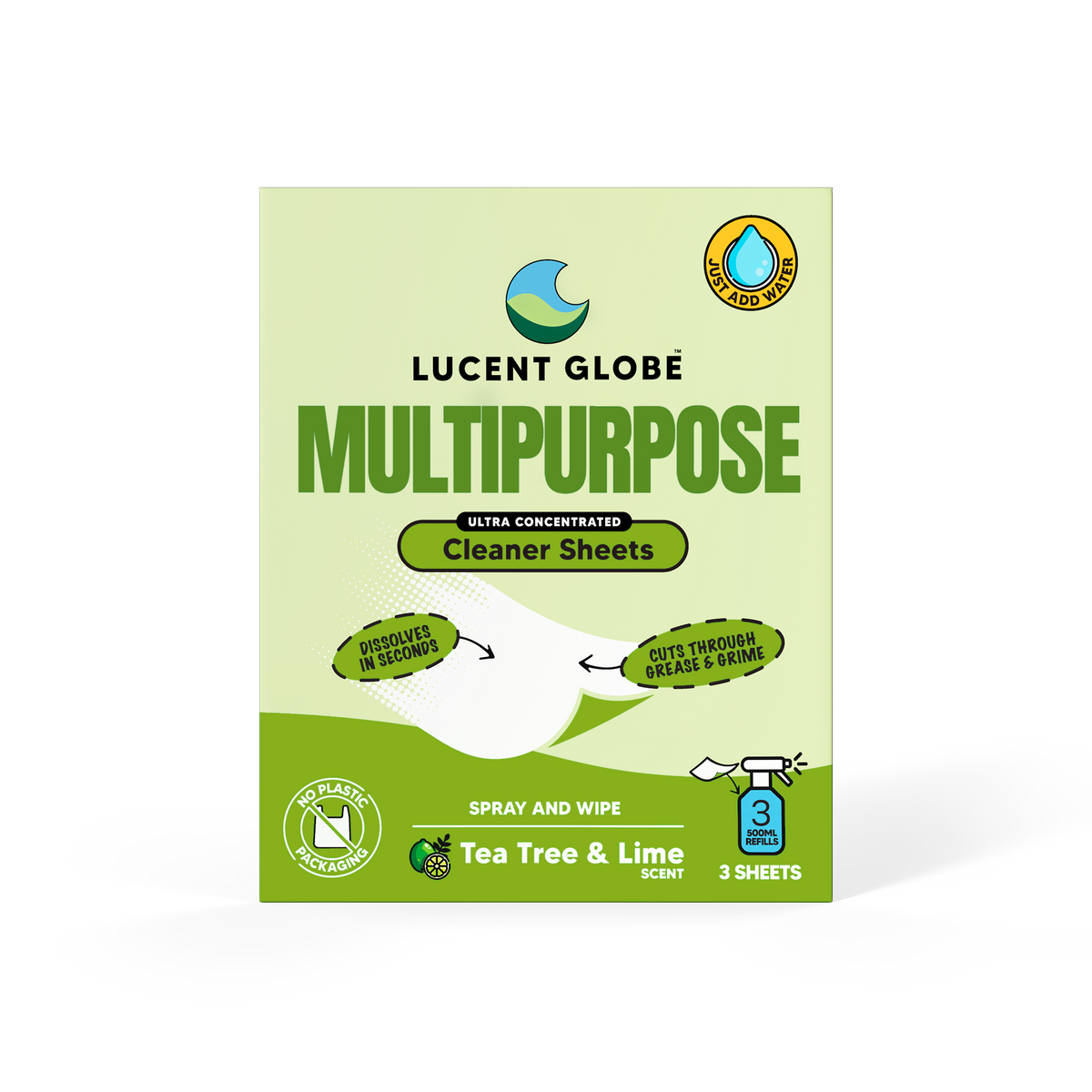 Multi-Purpose Cleaner Sheets - 3 Sheet Envelopes - Bulk 10 Pack
